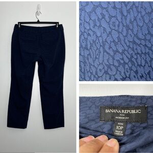 Banana republic Jackson Fit blue‎ leopard print split ankle cropped pants Sz 10P